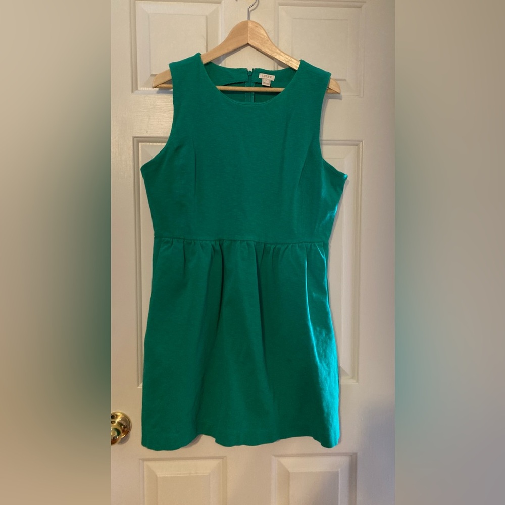 J. Crew Emerald Green Sleeveless Fit-and-Flare Dress
